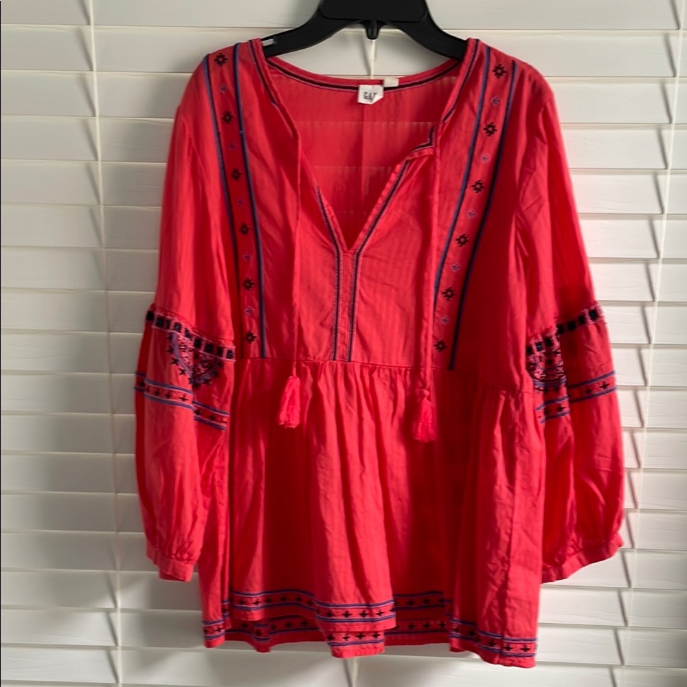 Women's Red Embroidered Top